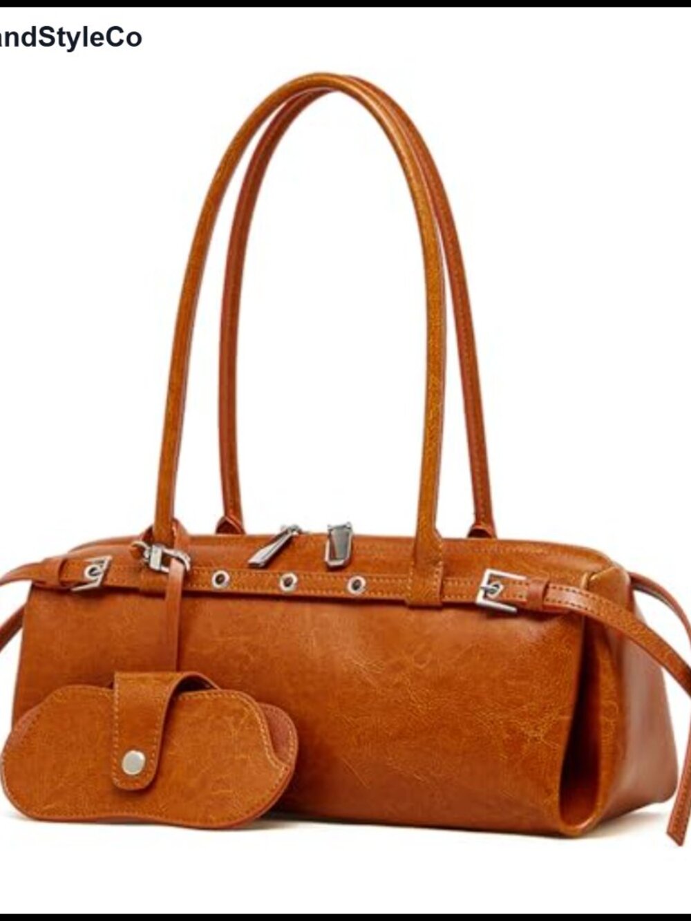 Vintage Genuine Leather Shoulder Bag for Women, Oil-Waxed Cowhide Satchel Purse